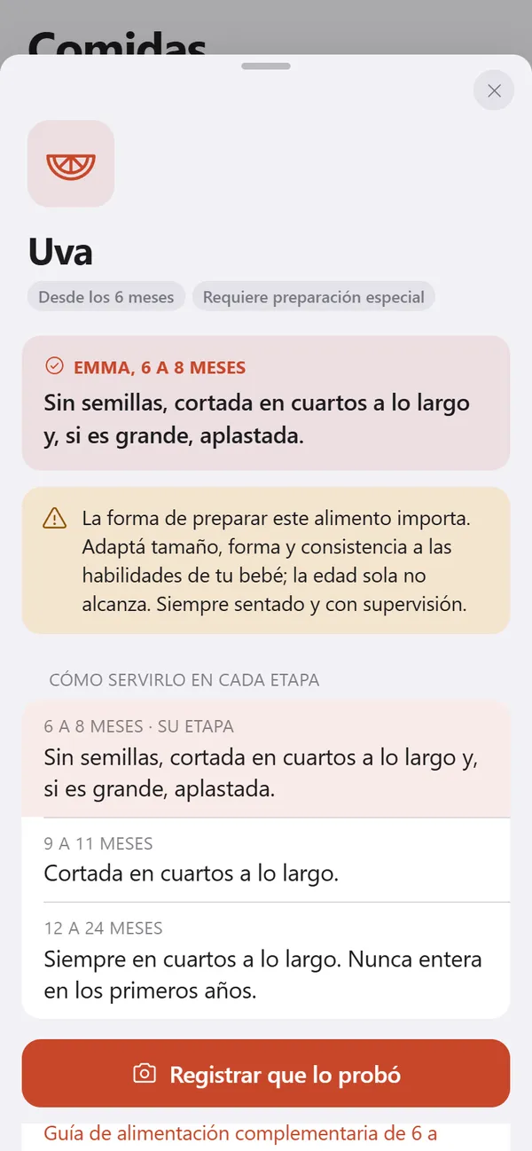 Ficha de uva: preparación según la etapa