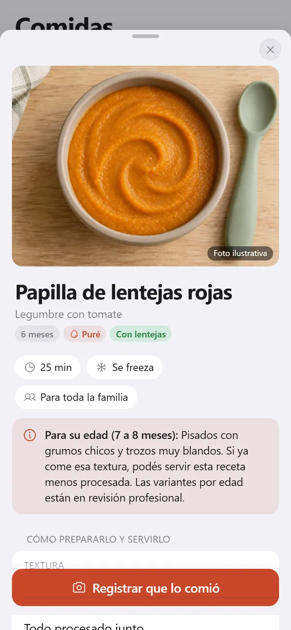 Receta con ingredientes y pasos
